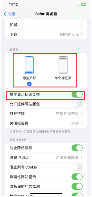 洛阳苹果手机维修分享Safari浏览器如何切换标签栏位置 