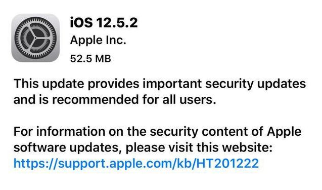 洛阳苹果手机维修分享iOS12.5.2发布，建议所有老苹果用户安装 